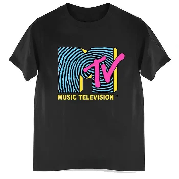 Tshirt Retro Homme Vintage Rock Hip Hop TV Tshirt Decontracte Unisexe Saisonnee Graphiques MTV Musique Television