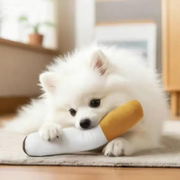 Jouet à mâcher en forme de cigare pour chiens avec sonnette jouets grinçants résistants aux morsures pour nettoyer les dents et divertir occasions spéciales