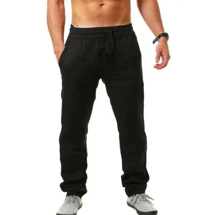 Pantalon homme été printemps 2024 coton lin mode décontracté couleur unie ample taille M-4XL