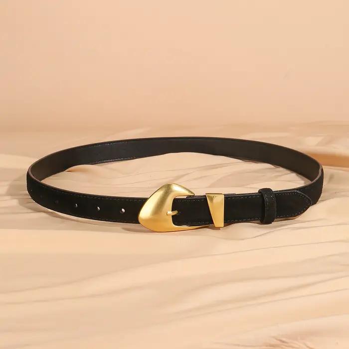 Ceinture de luxe en cuir de vache et daim pour femmes, Style Vintage avec boucle dorée, ceinture de