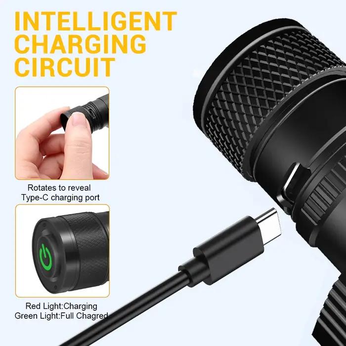 UiT-Lampe de poche LED pour sauna, batterie aste 18650, torche de travail Tiki, lampe de poche pour