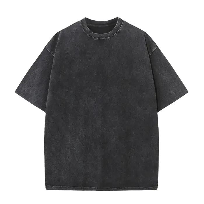 T-shirt d'été pour hommes 230G coton lourd Vintage lavé T-Shirts surdimensionné à manches courtes en vrac Streetwear