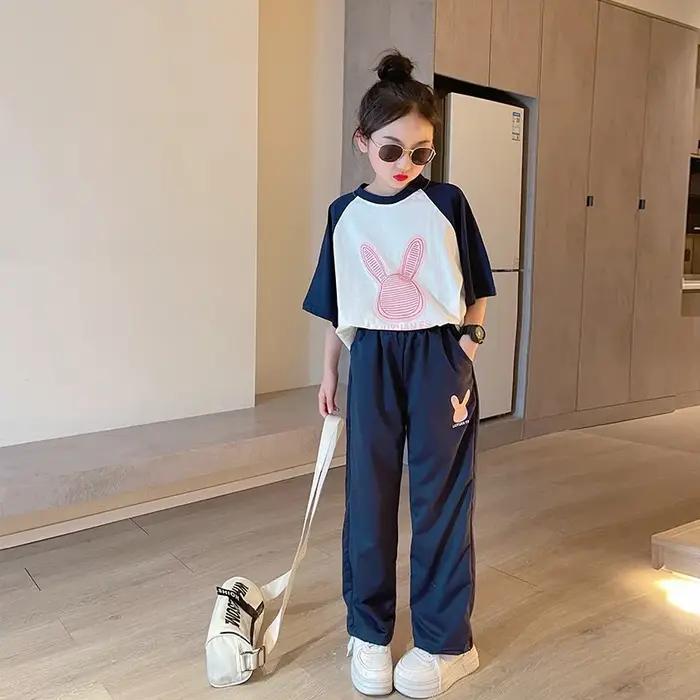 Filles sport deux pièces modèles d'été Style étranger nouvelles filles grande fille été à manches co