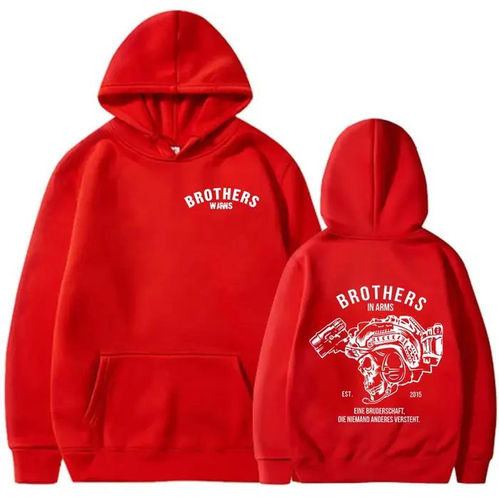 Sweat-shirt à capuche imprimé double face Team Brothers in Arms Skeleton pour hommes et femmes, vête