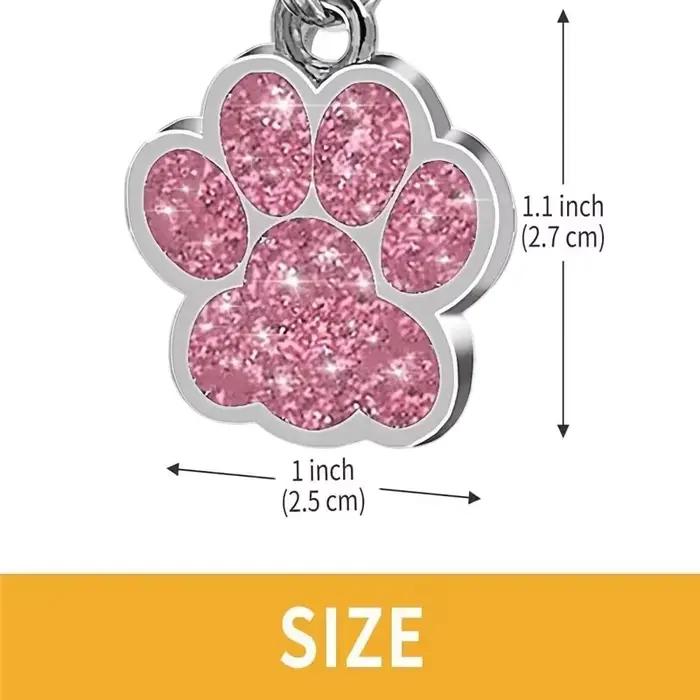 Étiquettes de plaque personnalisées pour chiens et chats nom d'identification pour chiot gravé pendentif patte en alliage à paillettes accessoires pour animaux de compagnie et chiens occasions spéciales sécurité élégance