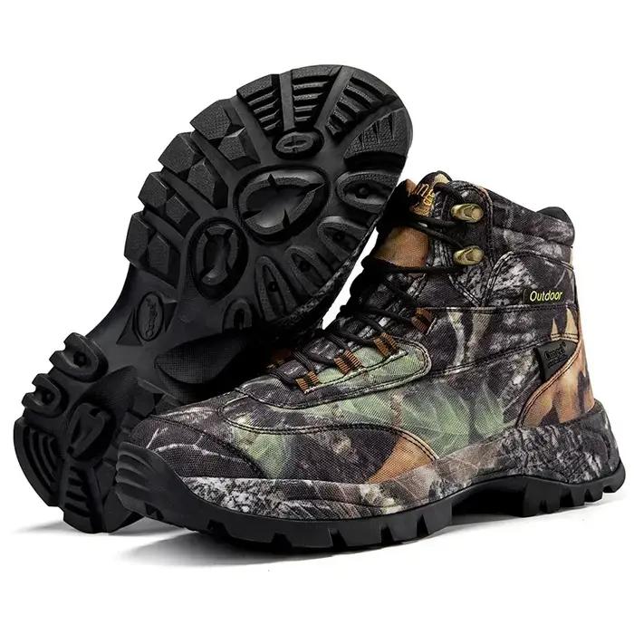 Bottes de camouflage montantes pour hommes résistantes à l'usure et respirantes pour la chasse et la randonnée en plein air