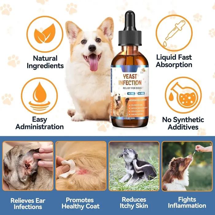 Compléments naturels de levure 60 ml pour chiens : Soulagement des démangeaisons