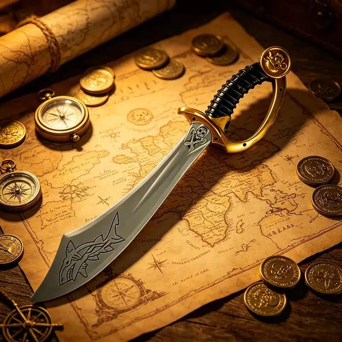 Épée de pirate décorative de type sabre de pirate, thème chasse au trésor, époque de la navigation maritime du 15ème siècle, accessoire de marin pour film, scène, fête, cosplay