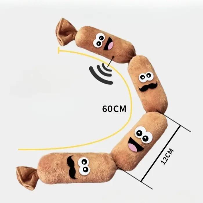 Jouet sonore pour chien en peluche segmenté en forme de saucisse, pour le nettoyage et le moulage de