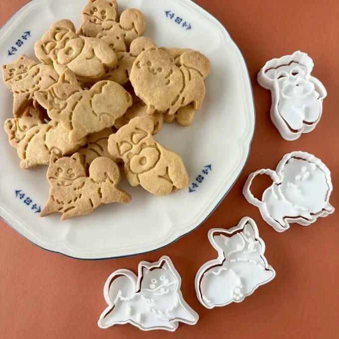 Animaux chien série emporte-pièce timbre en plastique dessin animé pressable Biscuit moule confiserie cuisine cuisson pâtisserie outils