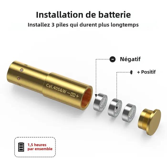 Cartouche laser CAL 44MAG rouge bore sighter - Alignement viseur pistolet fusil chasse