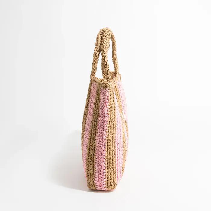 Design de luxe femmes tressé raphia paille Crochet sacs grande capacité fourre-tout décontracté sac