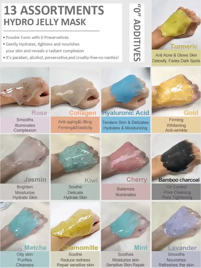 Juego de polvo de máscara de gelatina suave Natural, mascarilla Facial de goma despegable, frasco pa