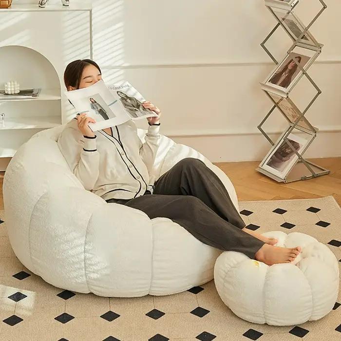 Canapé paresseux avec tabouret pour chambre à coucher, chaise de balcon, canapé de loisirs, canapé d