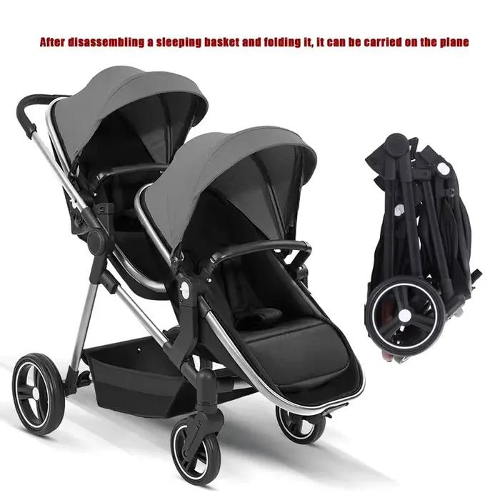 Poussette double multifonctionnelle pliable 2026, vélo bébé convertible léger, livraison UE