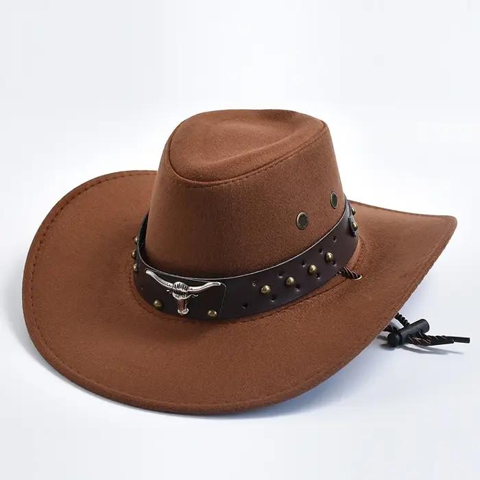 Chapeau de cow-boy vintage en polyester solide style sport pour hommes et femmes occasions spéciales cosplay voyage