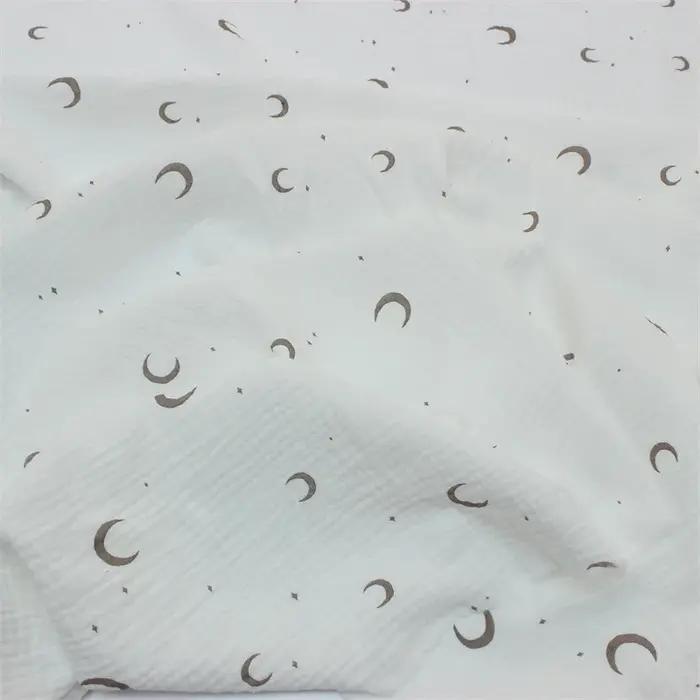 Tissu à coudre en gaze Double couche 100% coton 135x50cm, imprimé de dessin animé, pour vêtements de bébé, couverture, tissu pour vêtements de maison