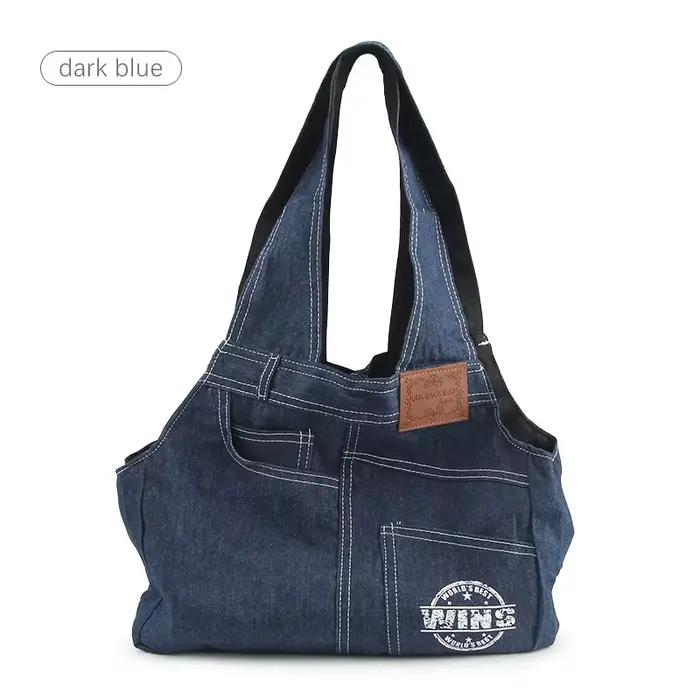 Sacs de transport en denim pour animaux de compagnie, sac de voyage lancé pour chiot, chat, mini chien