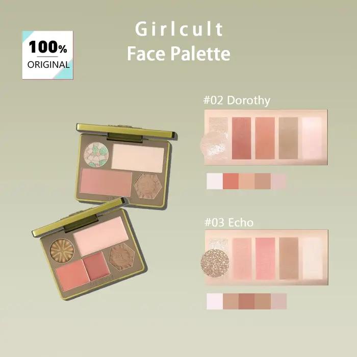 Palette pour le visage Girlcult (02 03), poudre lisse, fraisée fine, chute minimale, hautement pigme