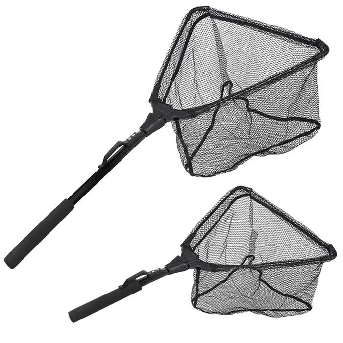 Filet de pêche main Fine en alliage d'aluminium Triangle pliable petits filets à mailles