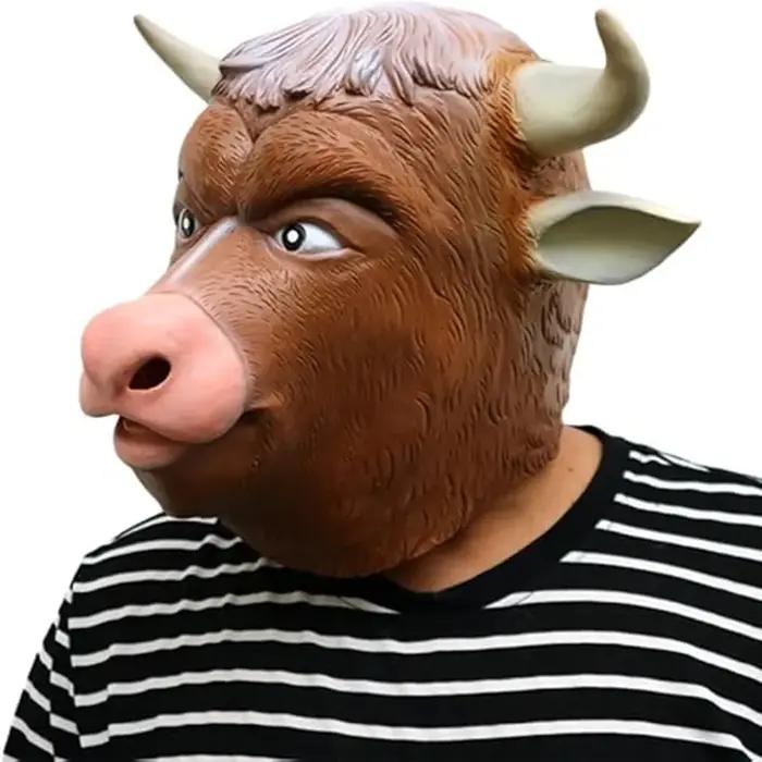 Masque de taureau en latex, masque intégral de taureau, masque d'Halloween