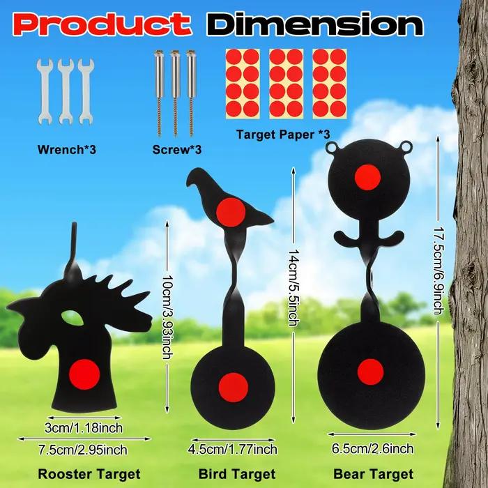 Animaux en métal Ours/Oiseau/Poulet 360 ° Cibles rotatives pour pistolet BB
