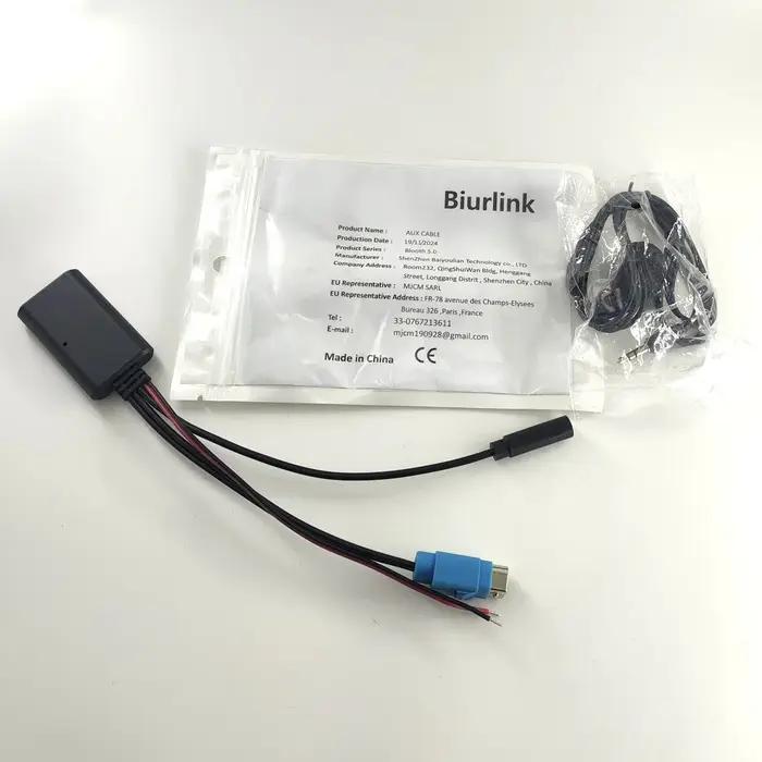 Biurlink pour Alpine KCE-237B CDE101E 102E 105E 117E autoradio Bluetooth Aux câble adaptateur de Microphone mains libres