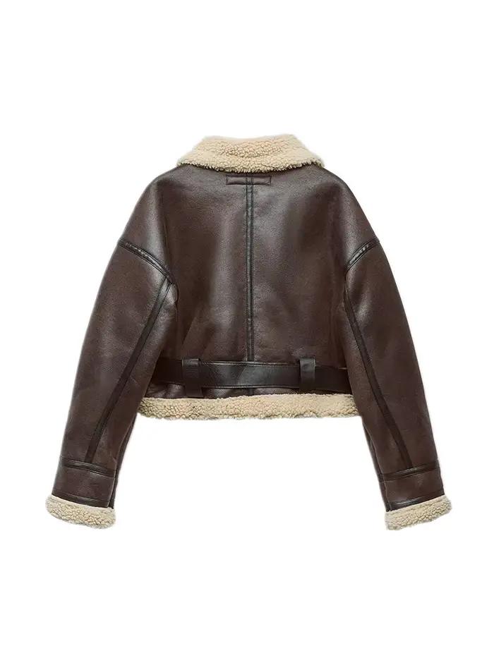 Ailegogo automne hiver femmes chaud lâche fausse fourrure agneau court manteau streetwear femmes Vin