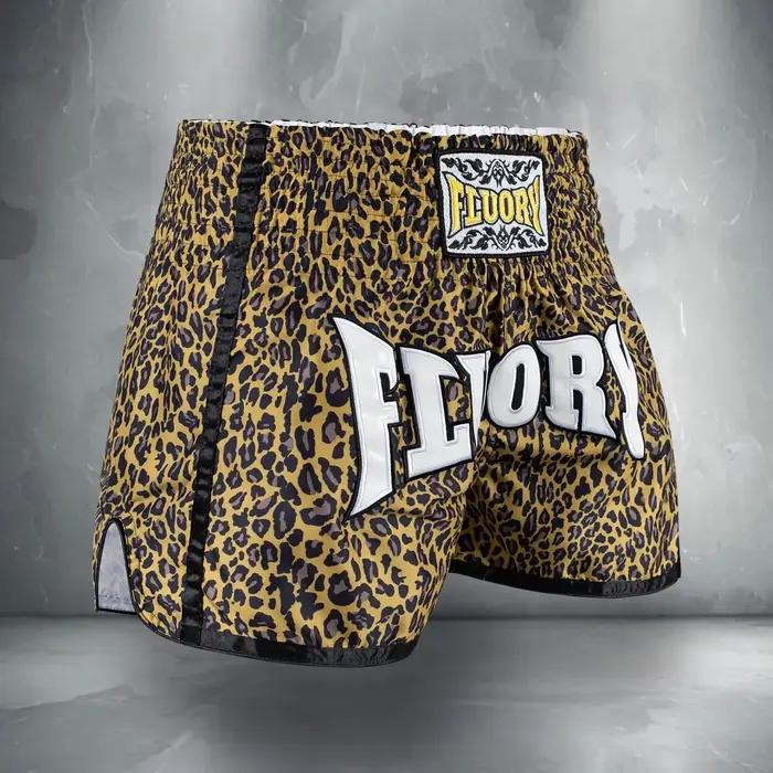 Short de combat imprimé fluoré, short de boxe, patchs brodés, short Muay Thai
