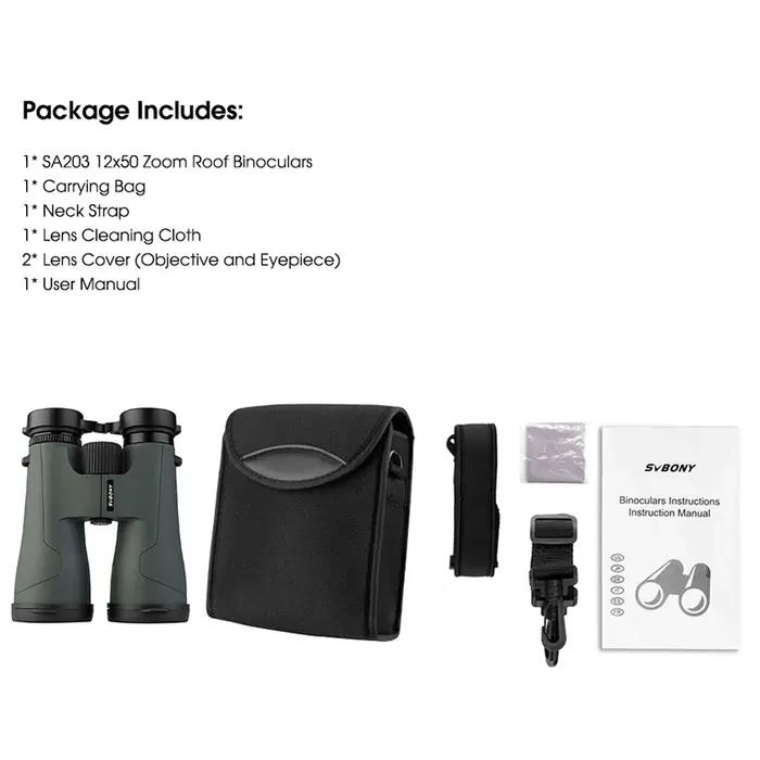 SVBONY télescope SA203 12x50 jumelles professionnel puissant BAK4 IPX7 équipement de Camping étanche pour l'observation