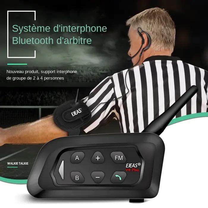EJEAS V4C PLUS V6C PROx2 Football 3 Arbitre Interphone Casque 1200M Bluetooth Full Duplex Casque de Conférence Sportif Polyvalent