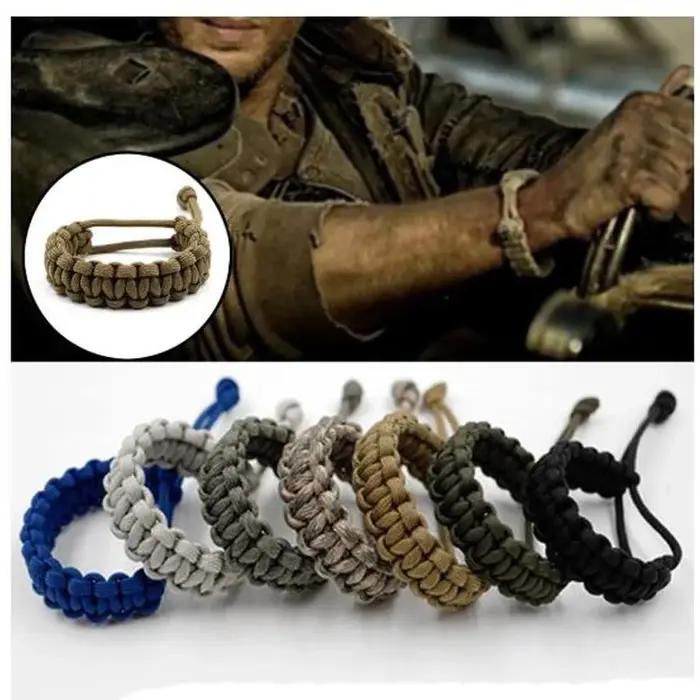 Bracelet d'urgence de survie réglable, 7 couleurs, cordon paracorde 550, cordon de tissage pour Camp