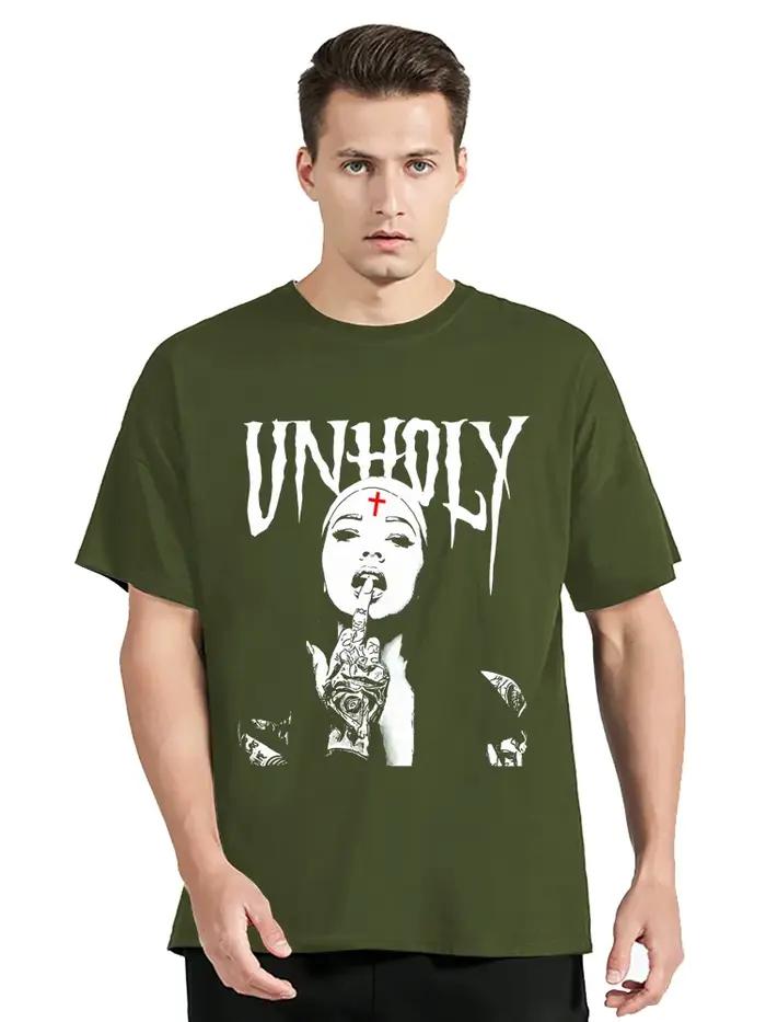 T-Shirt Horror Unholy Nun pour Homme, Streetwear Décontracté à Col Rond, en Coton, à la Mode, Grande Taille, Été