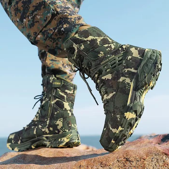 Bottes de randonnée hommes camouflage haute qualité pour chasse et randonnée trekking imperméables et antidérapantes