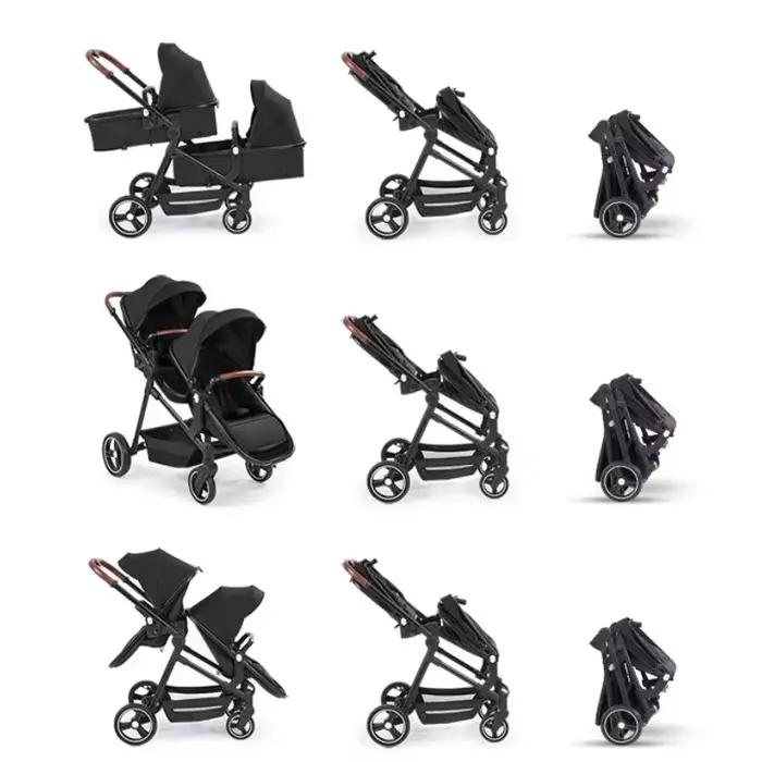 NOUVEAUX poussettes légères multifonctions pour jumeaux Poussettes pour deux enfants à bord landau 2