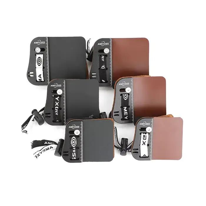 Protège-doigts pour tir à l'arc main gauche/droite en cuir de vachette avec plaque en alliage réglable pour protection des doigts occasions spéciales cadeau pour archer