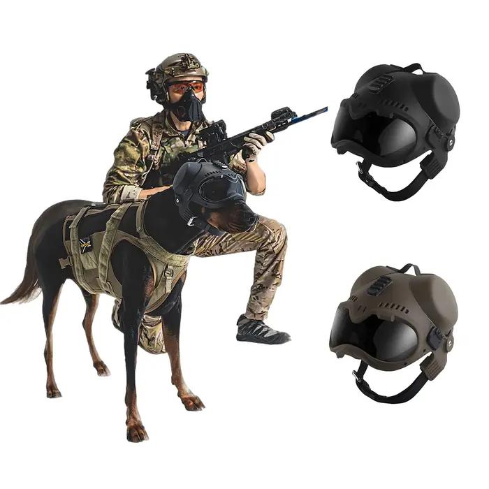 Casque Tactique K9 avec Lunettes Balistiques et Cache-Oreilles de Protection Auditive pour Chiens Malinois Berger Spaniels Occasions Extérieures Sécurité Environnements Hostiles