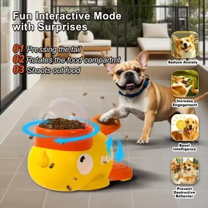 Jouet distributeur de nourriture pour chiens et chats en forme de canard jaune mignon pour améliorer l'interaction et réduire l'anxiété