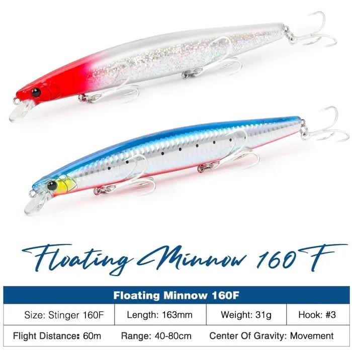 TSURINOYA 3 pièces 163mm 31g flottant vairon STINGER 160F leurre de pêche en eau salée Ultra-longue
