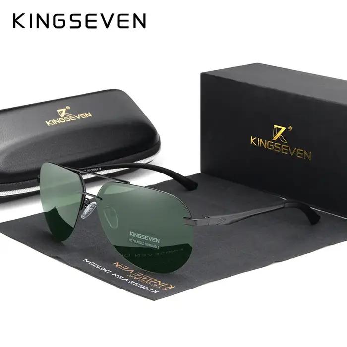 KINGSEVEN aluminium magnésium polarisé sans monture lentille lunettes de soleil pour hommes haute définition rétro lunet