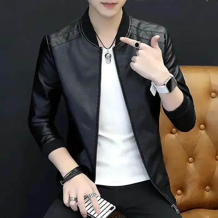 Vestes de costume marron décontractées pour hommes, vêtements de Style coréen tendance 2025, Blazer en cuir pour hommes, modèles simples, manteau de luxe de styliste pour hommes