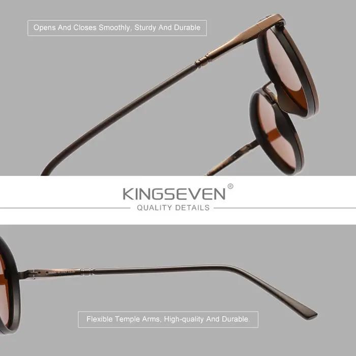 KINGSEVEN Original casual cadre rond lunettes de soleil mode hommes polarisées UV400 luxe rétro femm
