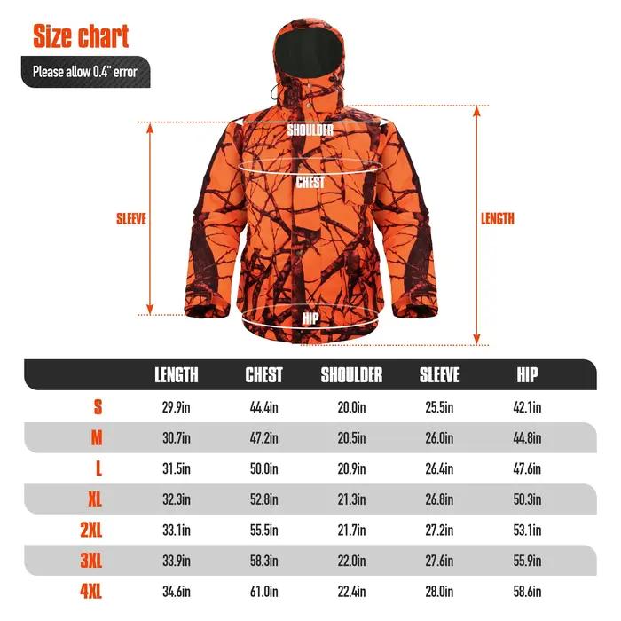 Veste de chasse vêtements tactiques manteau à capuche Orange Camouflage coupe-vent isolation