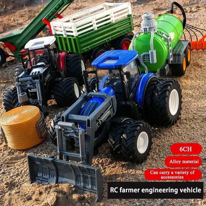 Tracteur RC 2.4GHz Ingénierie Agricole Enfant Jouets Cadeaux Occasions Spéciales Simulateur Agriculture Jeu Stratégie Miniature Conduite Durabilité