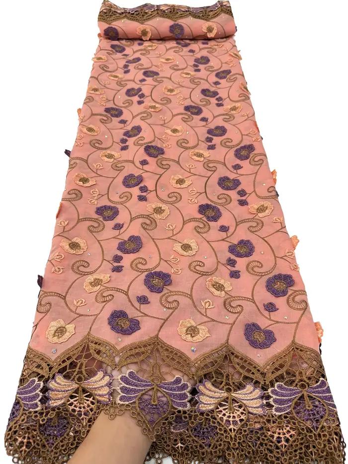 Tissu nigérian français en dentelle suisse de luxe