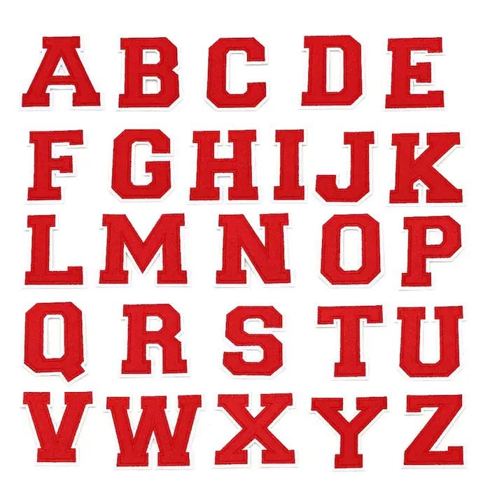 1Pc grandes lettres rouges Patch 114MM Alphabet anglais fer