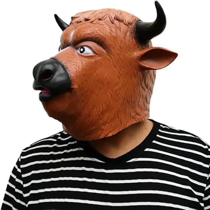 Masque de taureau en latex, masque intégral de taureau, masque d'Halloween
