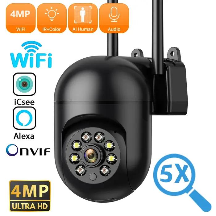 Caméra sécurité WiFi ICSEE 4MP2K vision nocturne - Détection humaine IA audio bidirectionnel - Surveillance maison