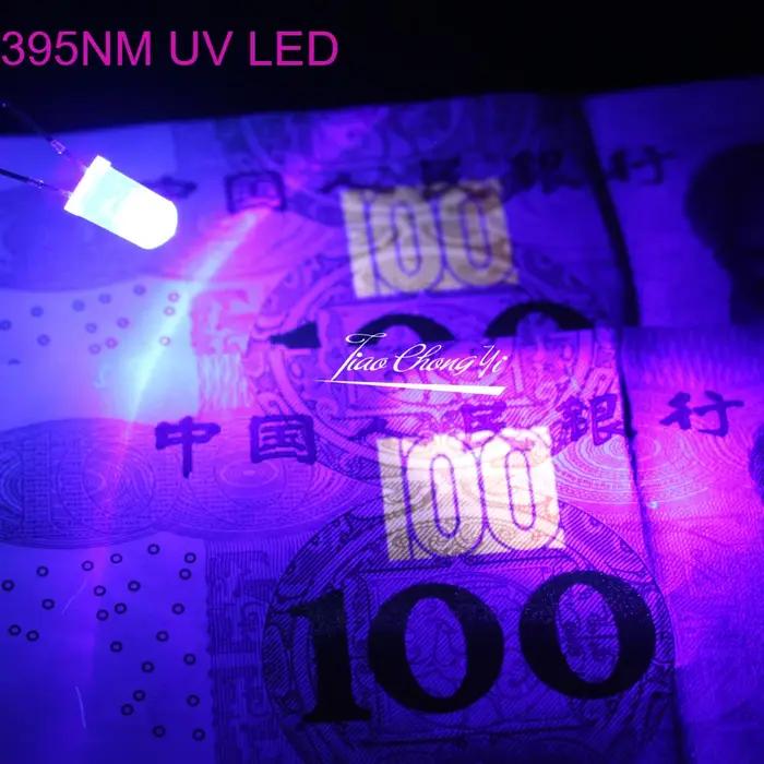 100 pièces Diode LED UV DIP 3mm 5mm Diodes clair UV 395nm LED Ultraviolet Kit de LED ultraviolette