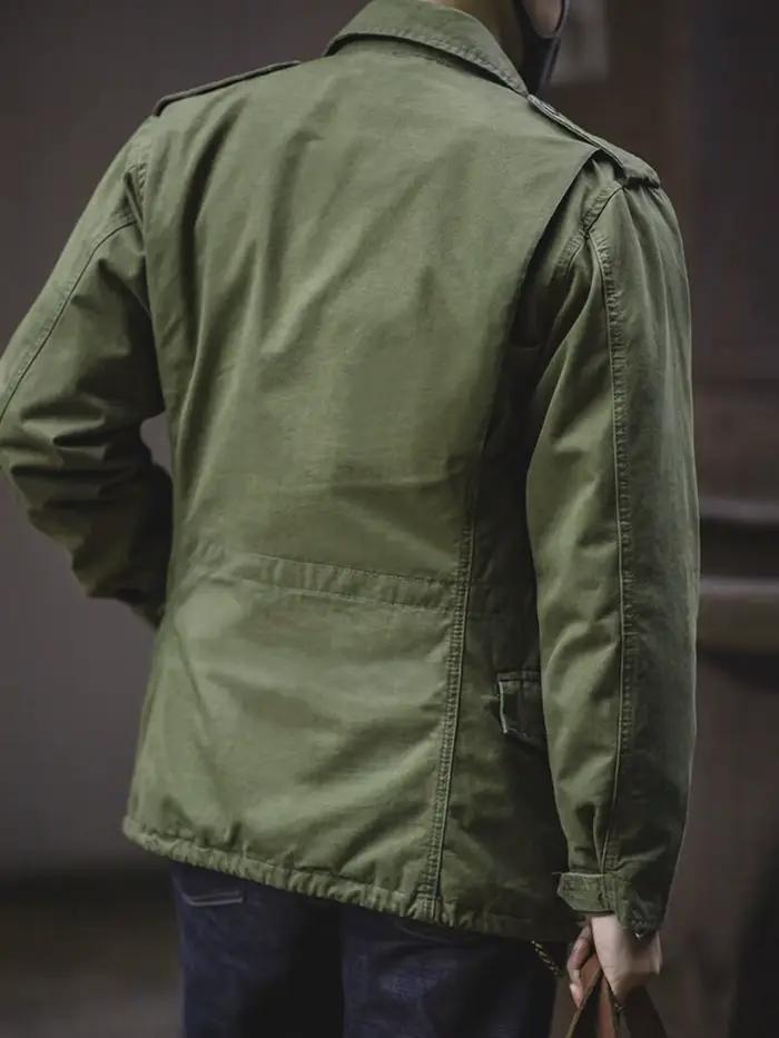 Veste de terrain M65, veste militaire pour hommes, veste rétro à col multi-poches avec fermeture écl